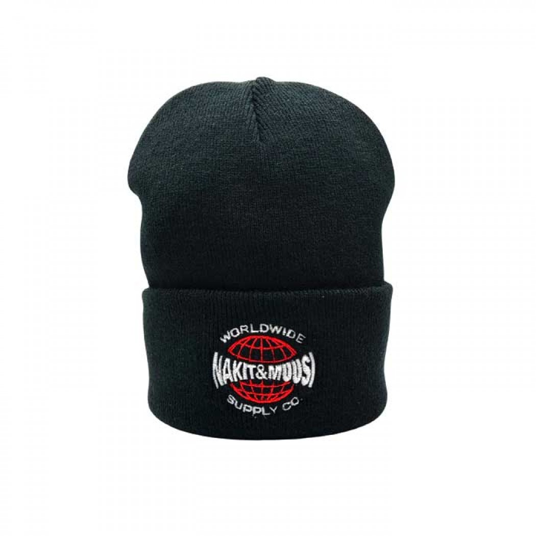 Nakit & Muusi Worldwide Supply Co. Cuffed Beanie Hat Black