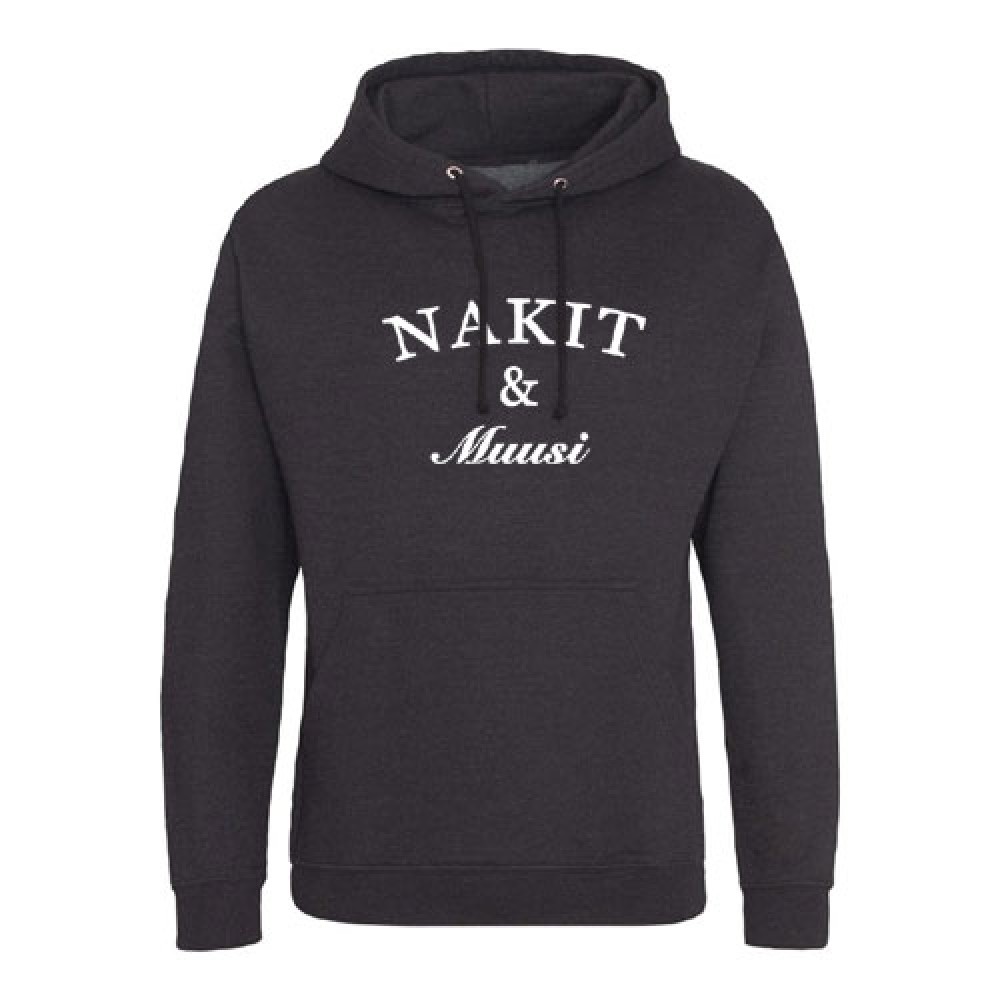 Nakit & Muusi Original Logo Mens Loosefit Hoodie Smoke Black