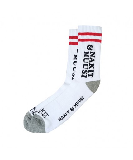 Nakit & Muusi Retro Logo Socks White/Red/Grey Nakit & Muusi Retro Logo Socks White/Red/Grey