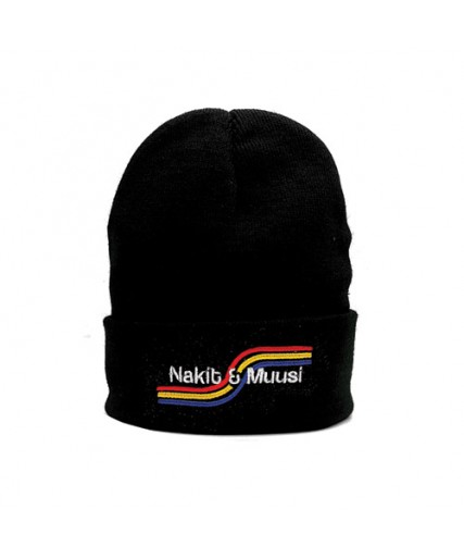 Nakit & Muusi Red Yellow Blue Beanie Hat Black Nakit & Muusi Red Yellow Blue Beanie Hat Black