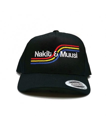Nakit & Muusi Red Yellow Blue Curved Snapback Cap Black Nakit & Muusi Red Yellow Blue Curved Snapback Cap Black