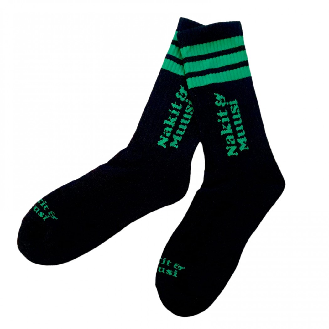 Nakit & Muusi Green Logo Retro Socks Black