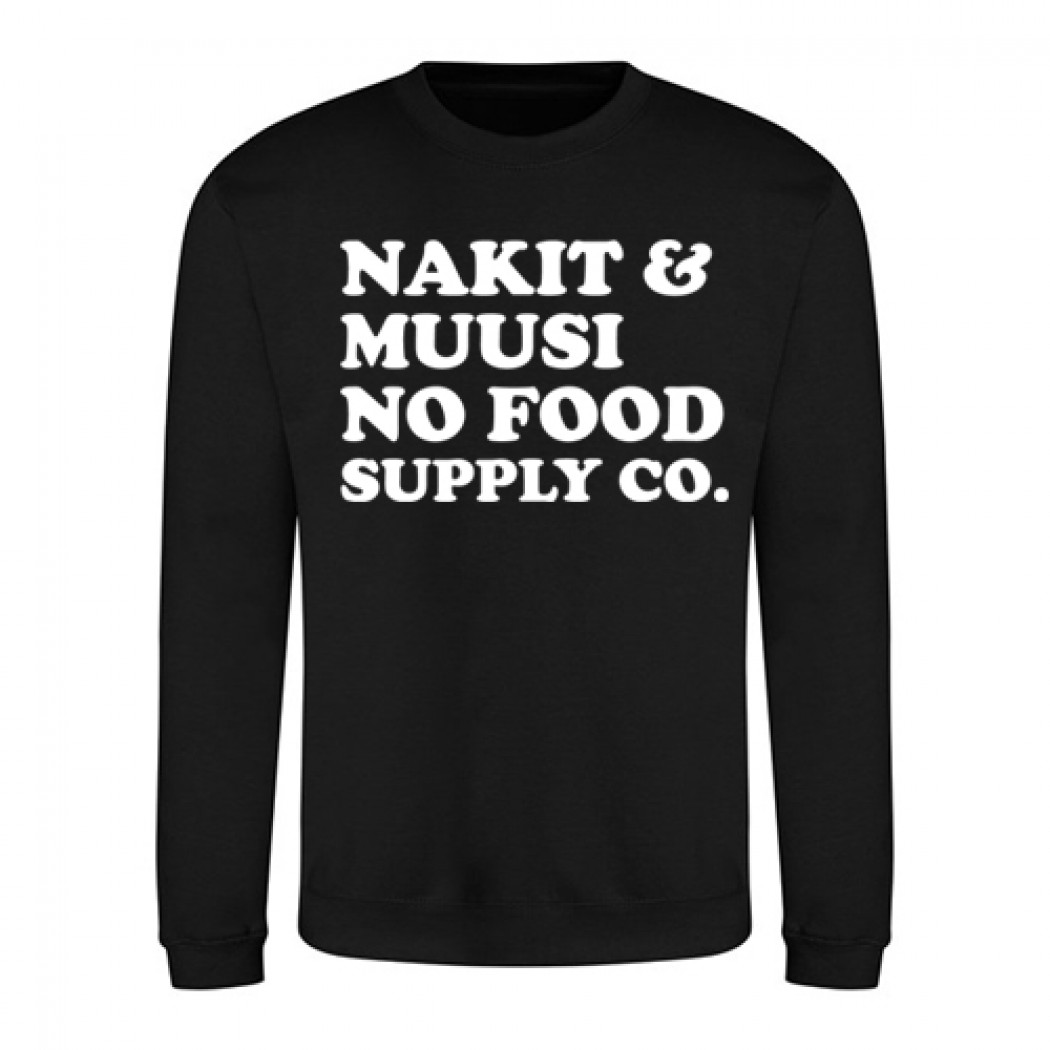 Nakit & Muusi No Food Supply Co. Mens Crewneck Black