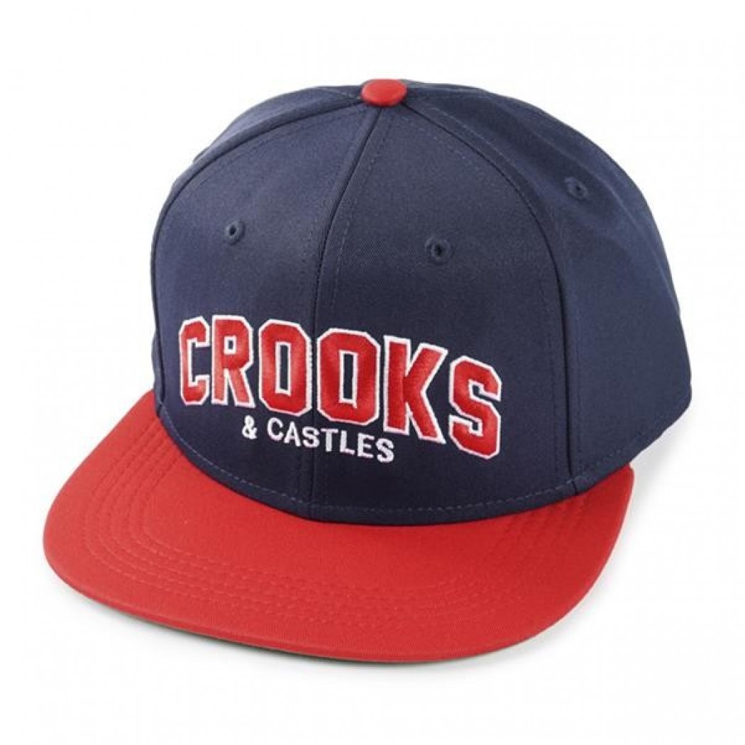 Crooks & Castles Vigorous C&C Woven Snapback Cap Navy/ True Red