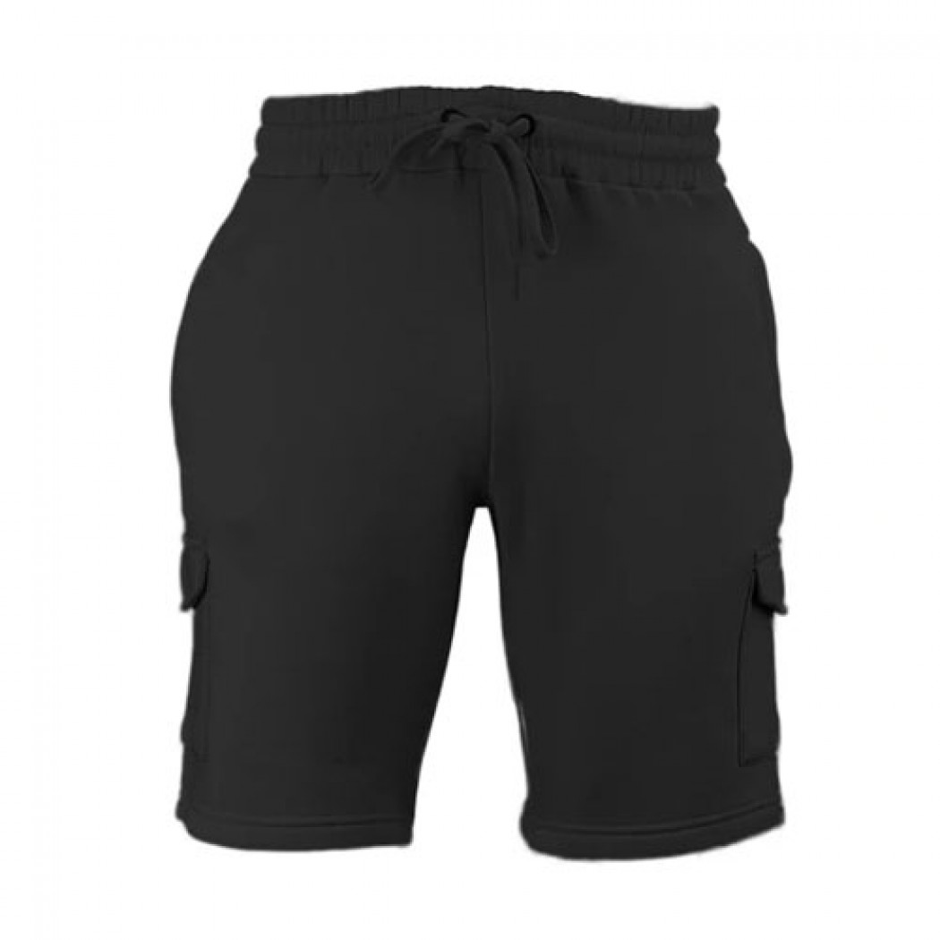 Mens Fleece Cargo Shorts Black