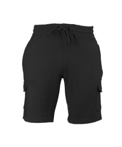 Mens Fleece Cargo Shorts Black