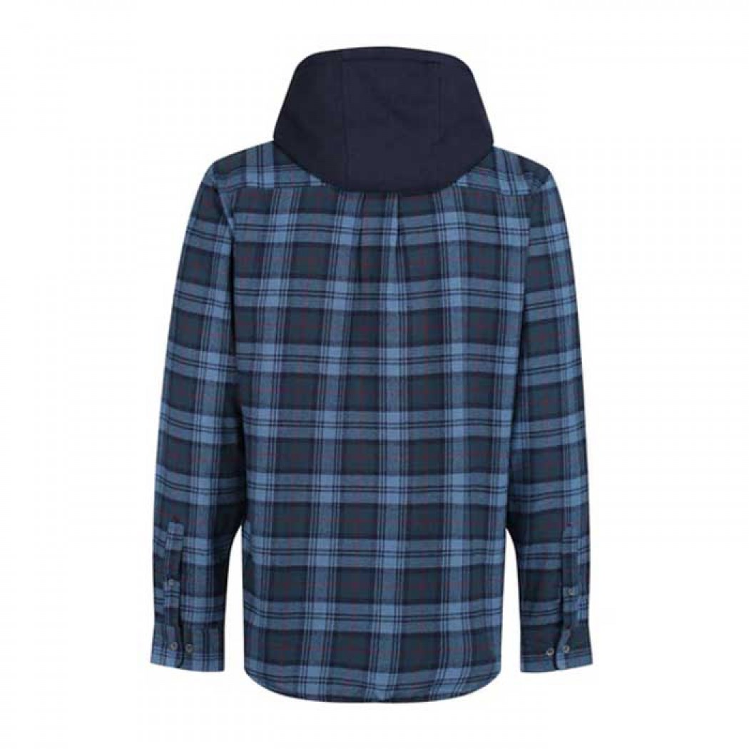 Men’s Hooded Check Shirt – Fleece-Lined Navy