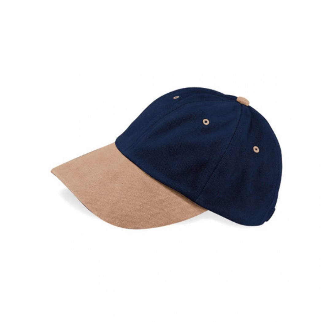 Low Profile Heavy Brushed Cotton Cap Navy/Taupe
