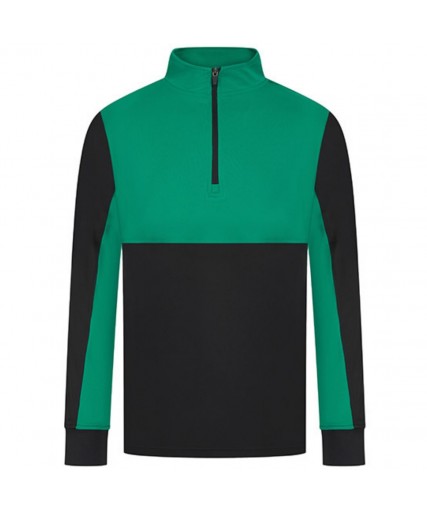 Adults 1/4 Zip Tracksuit Top Black/Emerald Adults 1/4 Zip Tracksuit Top Black/Emerald