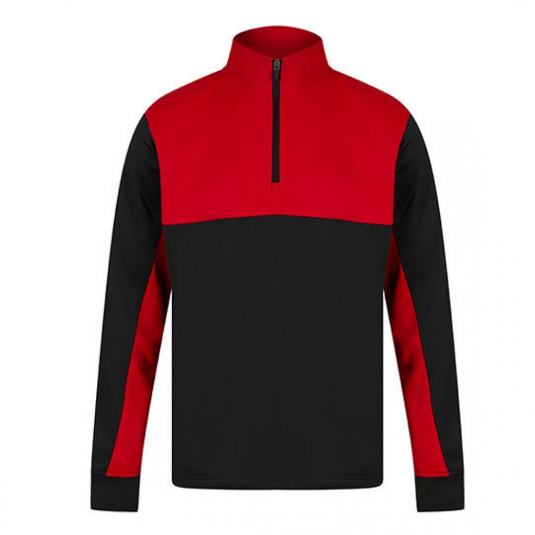 Adults 1/4 Zip Tracksuit Top Black/Red Adults 1/4 Zip Tracksuit Top Black/Red