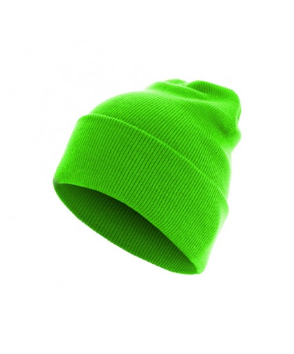 Beanie Basic Flap Long Version Neon Green Beanie Basic Flap Long Version Neon Green