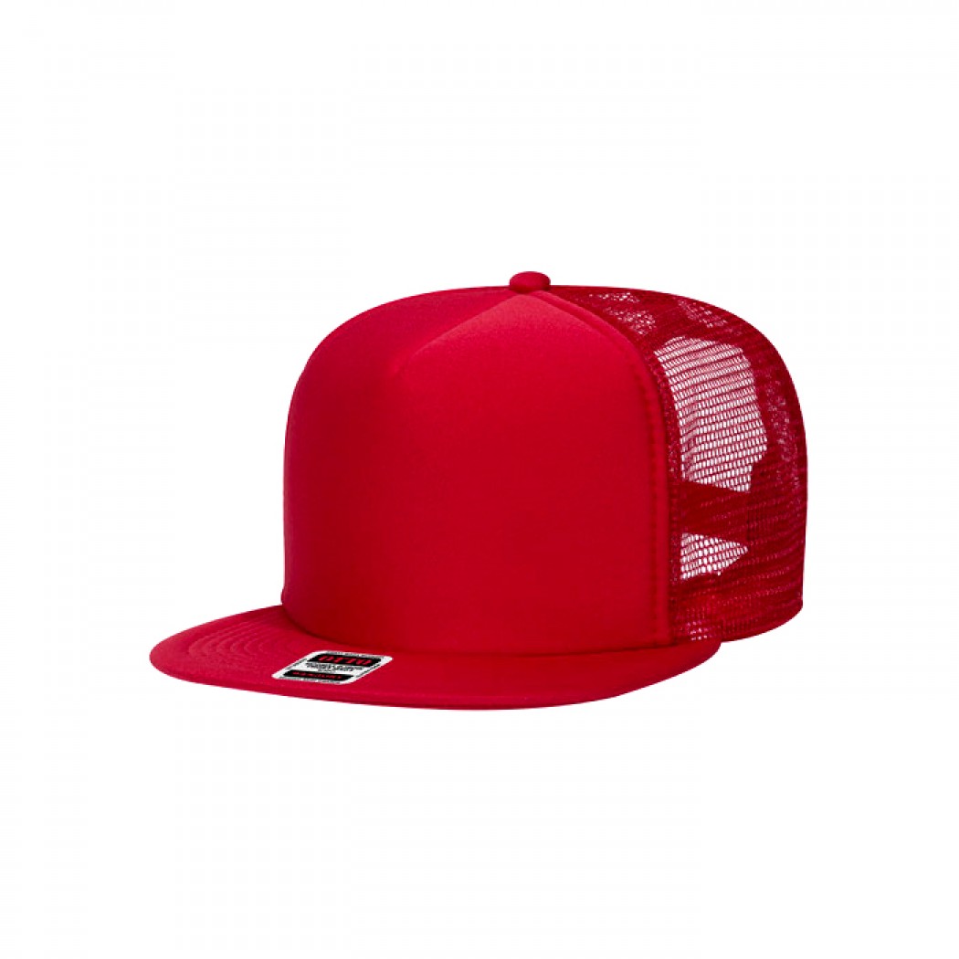 OTTO CAP  "OTTO SNAP" 5 Panel High Crown Mesh Back Trucker Snapback Hat Red