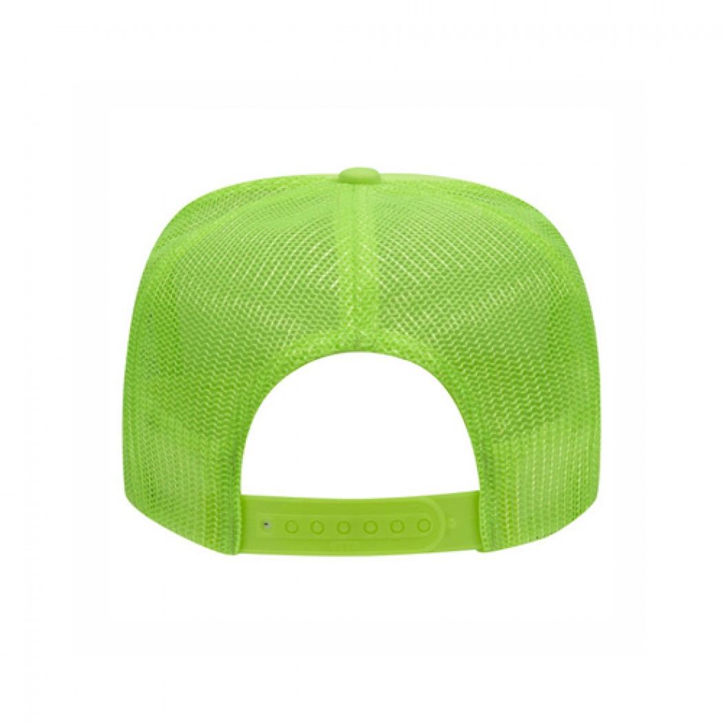 OTTO CAP 5 Panel High Crown Mesh Back Trucker Hat Neon Green