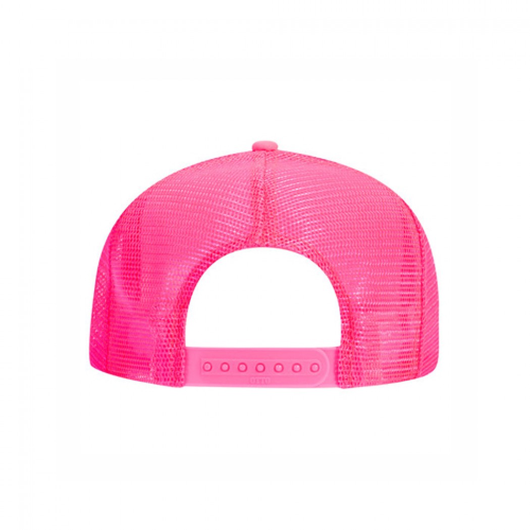 OTTO CAP 5 Panel High Crown Mesh Back Trucker Hat Neon Pink