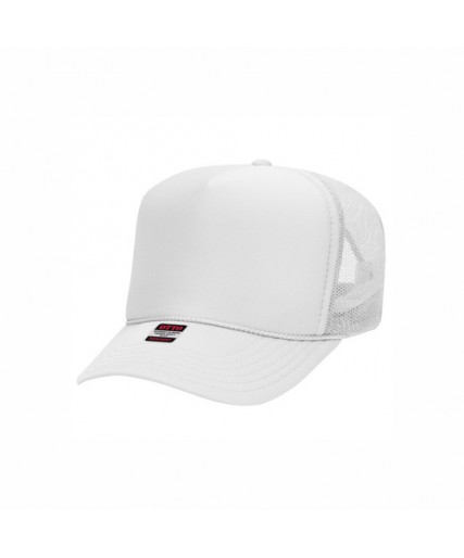OTTO CAP 5 Panel High Crown Mesh Back Trucker Hat White