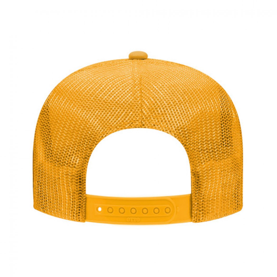 OTTO CAP 5 Panel High Crown Mesh Back Trucker Hat Gold