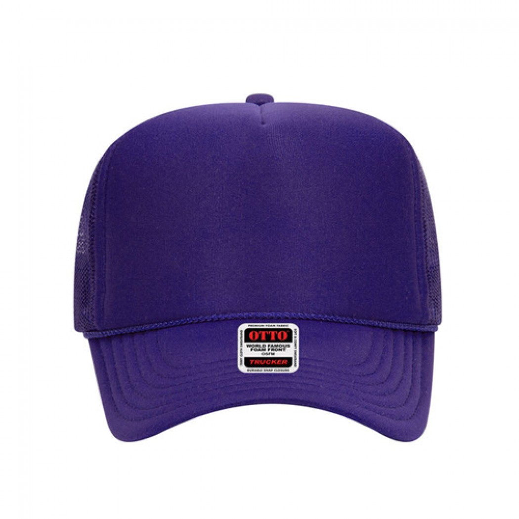 OTTO CAP 5 Panel High Crown Mesh Back Trucker Hat Purple