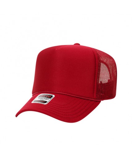 OTTO CAP 5 Panel High Crown Mesh Back Trucker Hat Red 