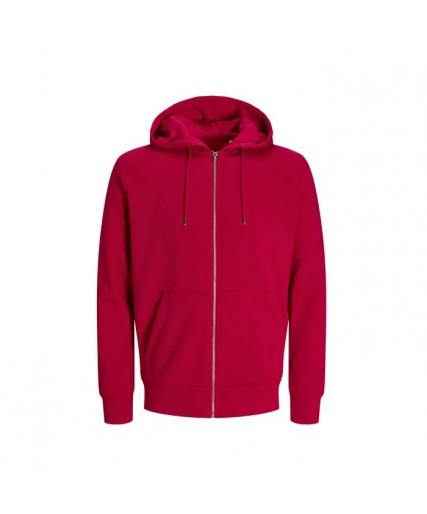 Jack & Jones Blanks Day Zip Hood – Unisex Zip Hoodie Lipstick Red