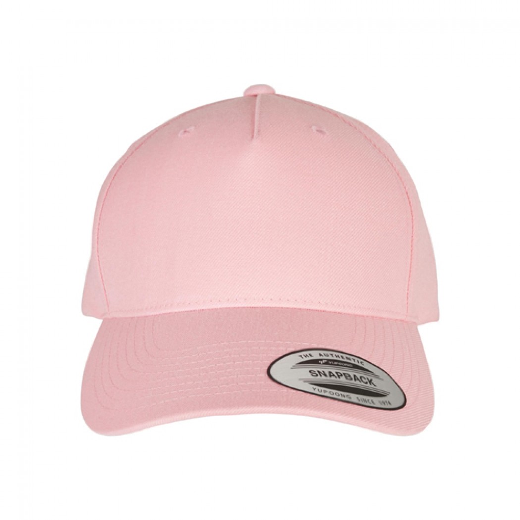 YP Classic 5-Panel Premium Curved Visor Snapback Cap Prism Pink