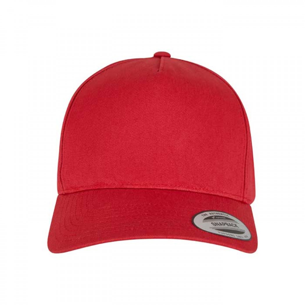 5-Panel Curved Classic Snapback Cap Red 5-Panel Curved Classic Snapback Cap Red