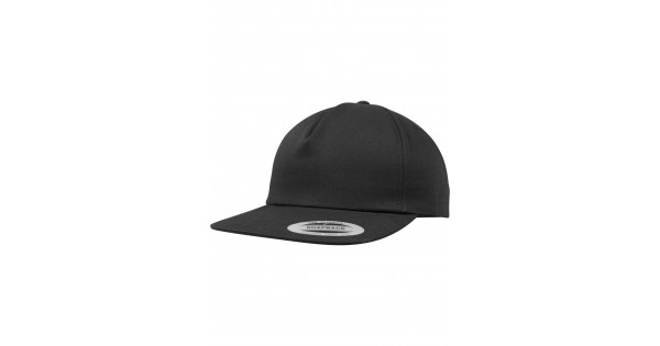 Unstructured 5-Panel Snapback Cap Black Yupoong Snapback