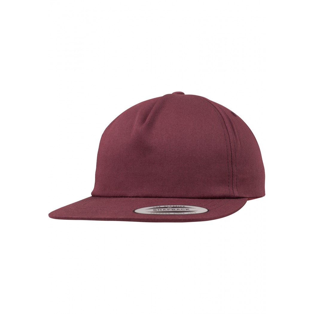 Unstructured 5-Panel Snapback Cap Maroon