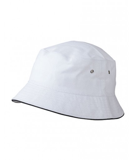 Fisherman Contrast Piping Bucket Hat White/Navy Fisherman Contrast Piping Bucket Hat White/Navy