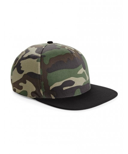 Camo Snapback Cap - Green Camo/Black