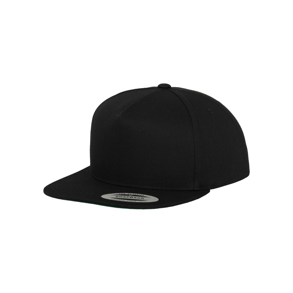 Classic 5 Panel Snapback Cap Black (15 