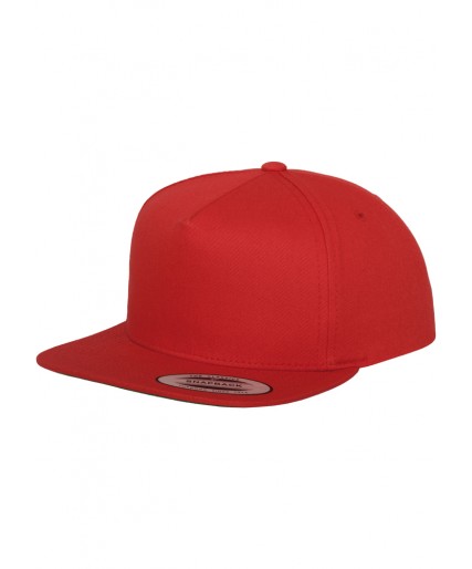 Classic 5 Panel Snapback Cap Red