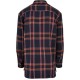 Heavy Long Oversized Checked Shirt Navy/Orange Heavy Long Oversized Checked Shirt Navy/Orange