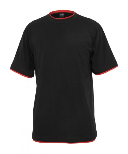 Urban Classics Mens Contrast "Tall" Tee Black/Red Urban Classics Mens Contrast "Tall" Tee Black/Red